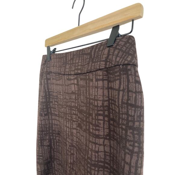 Halogen Brown Mixed Media Print Sz 4 Straight Pencil Printed Skirt - Picture 2 of 7